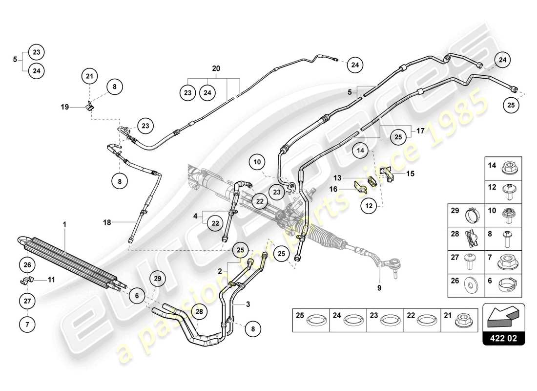 lamborghini 2022 (lp770-4 svj coupe) power steering parts diagram