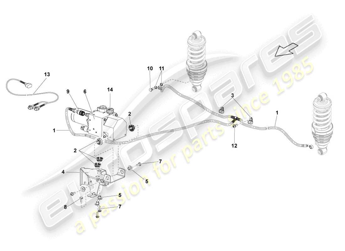 lamborghini lp570-4 spyder performante (2013) hydraulic system and fluid container with connect. pieces part diagram