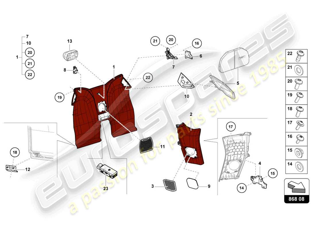 lamborghini evo spyder (2024) trim inner part diagram