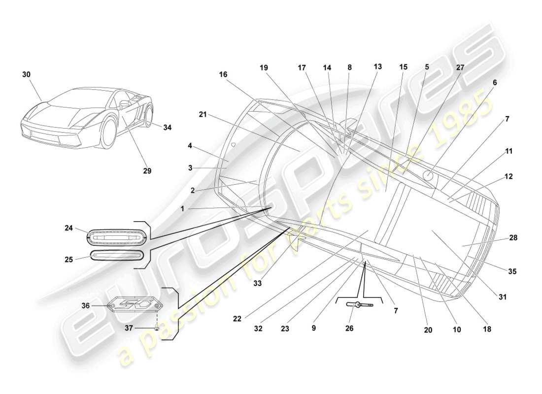 lamborghini lp560-4 coupe (2011) type plates parts diagram