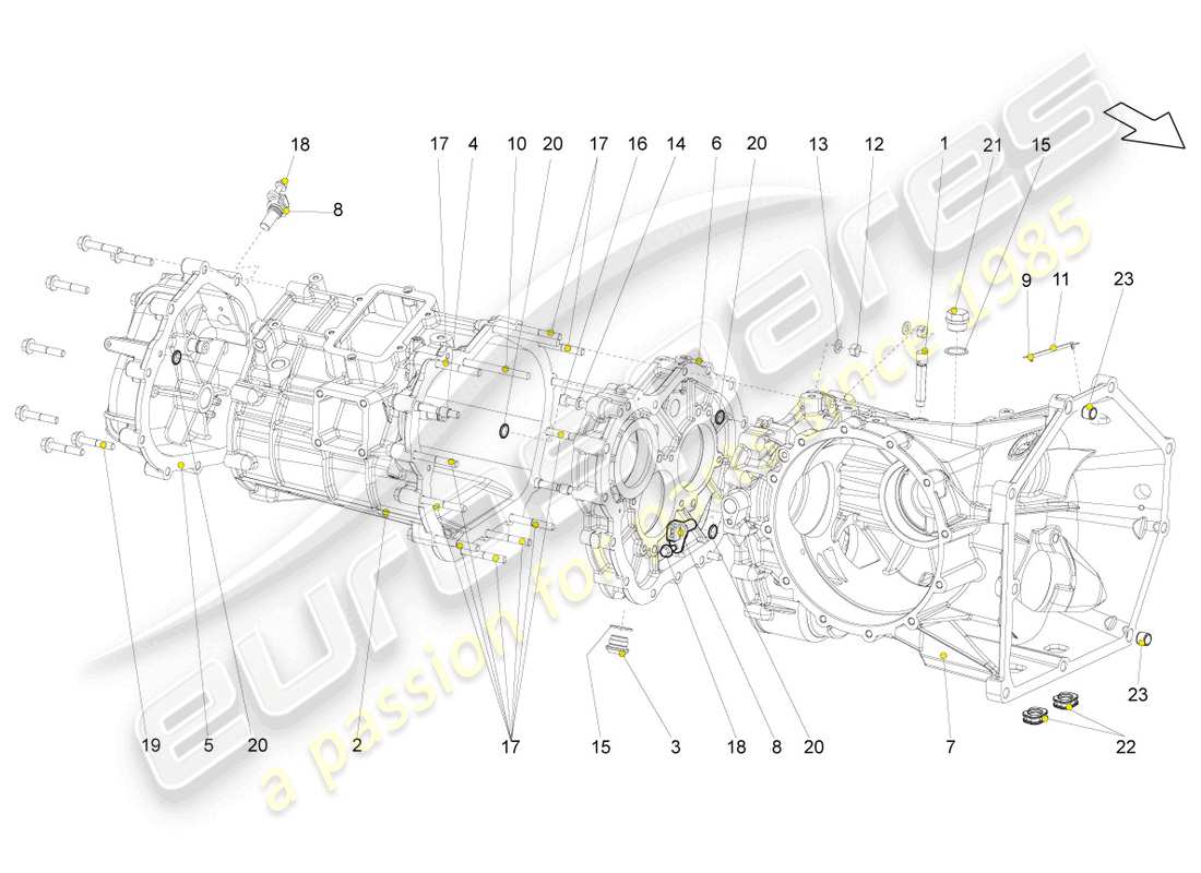 lamborghini superleggera (2008) gear housing part diagram