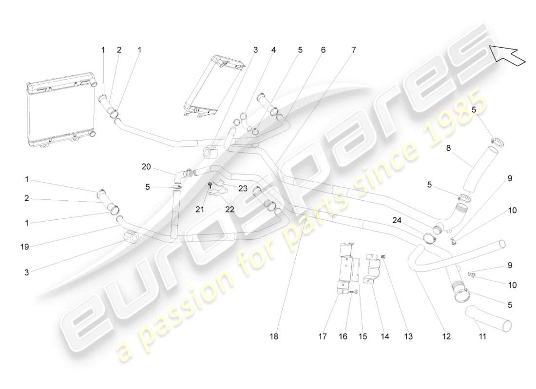 lamborghini superleggera (2008) coolant cooling system part diagram