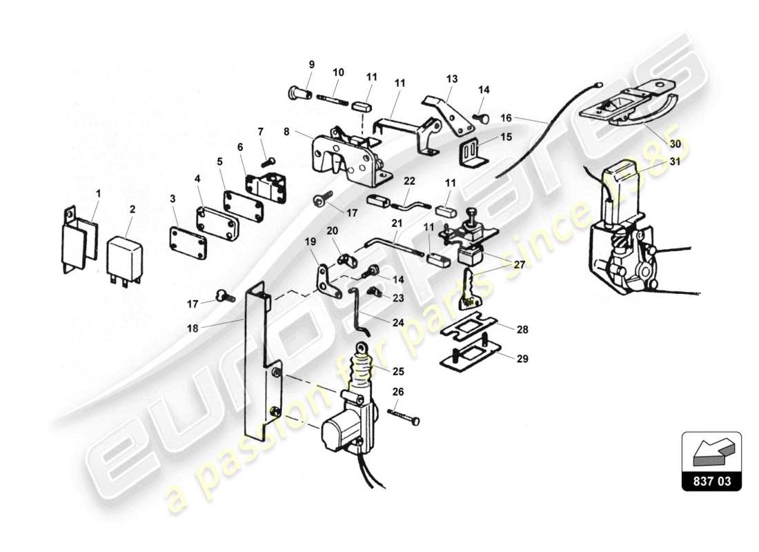 a part diagram from the lamborghini countach 25th anniversary (1989) parts catalogue