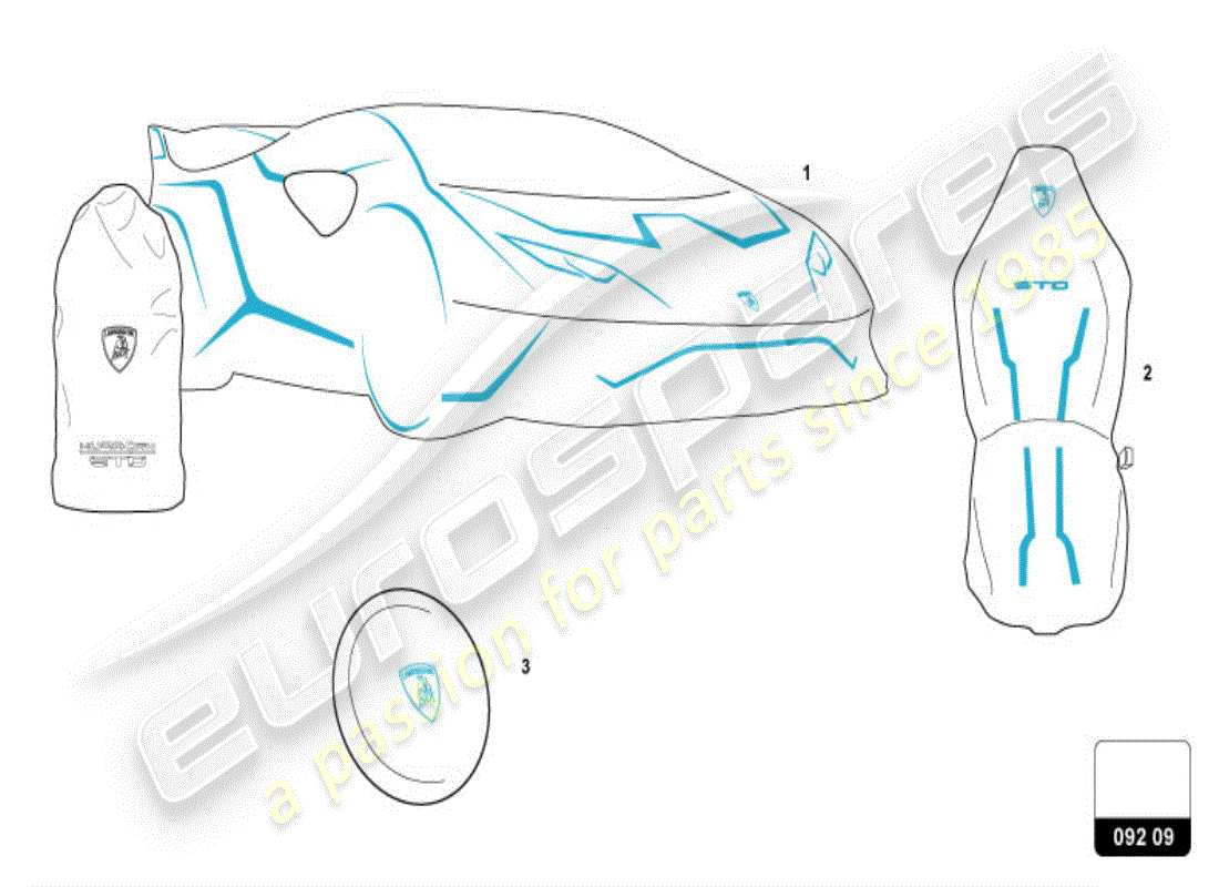 a part diagram from the lamborghini huracan sto (accessories) parts catalogue