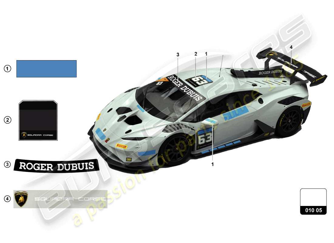 lamborghini 2022 (super trofeo evo 2) stickers part diagram