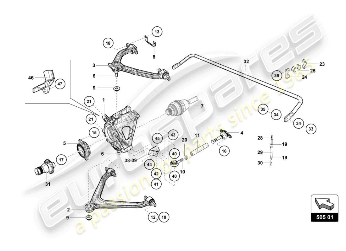 lamborghini super trofeo (2015) rear arms part diagram
