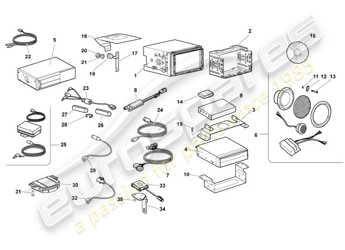 lamborghini lp640 coupe (2010) electrical parts for audio system part diagram