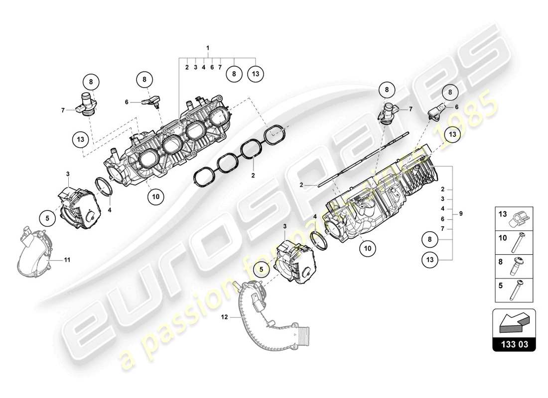 lamborghini urus (2022) intake manifold parts diagram