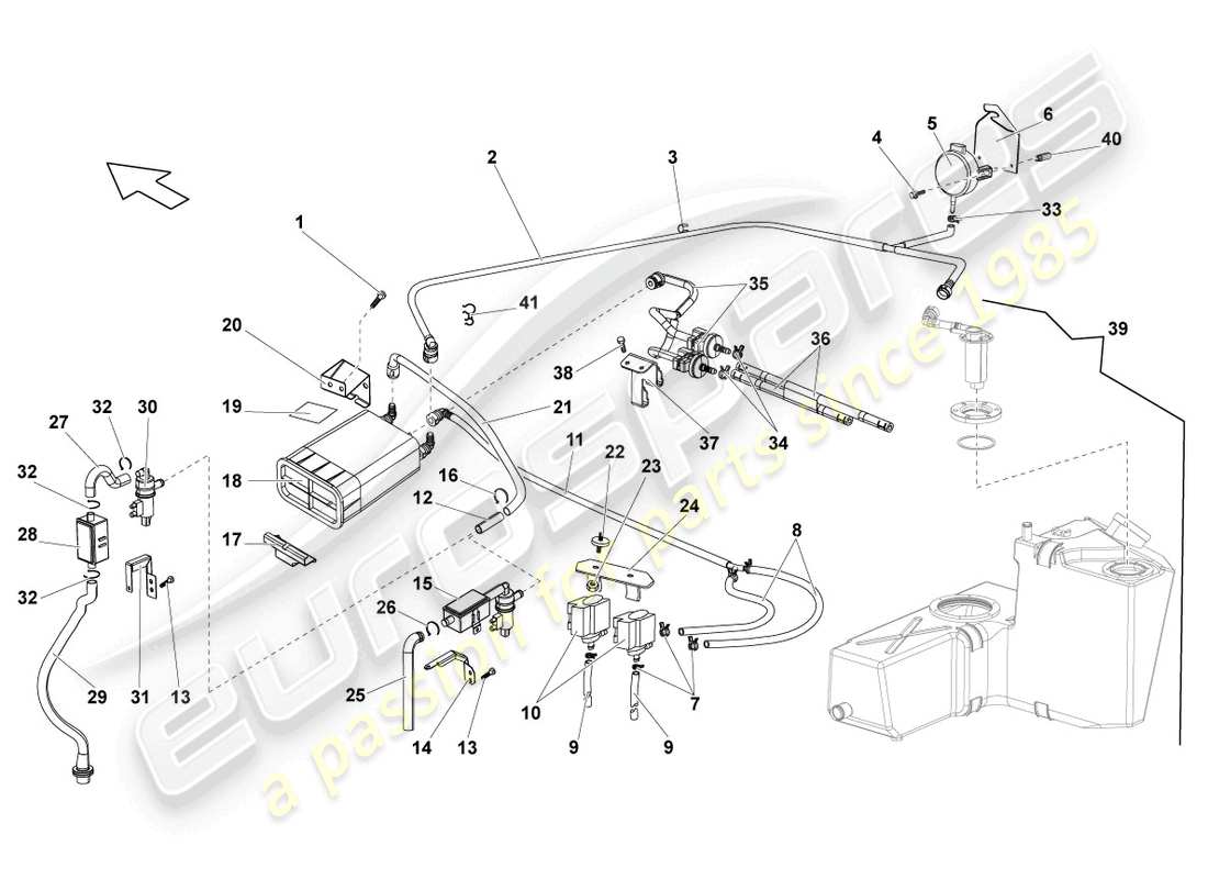 lamborghini superleggera (2008) activated charcoal container part diagram