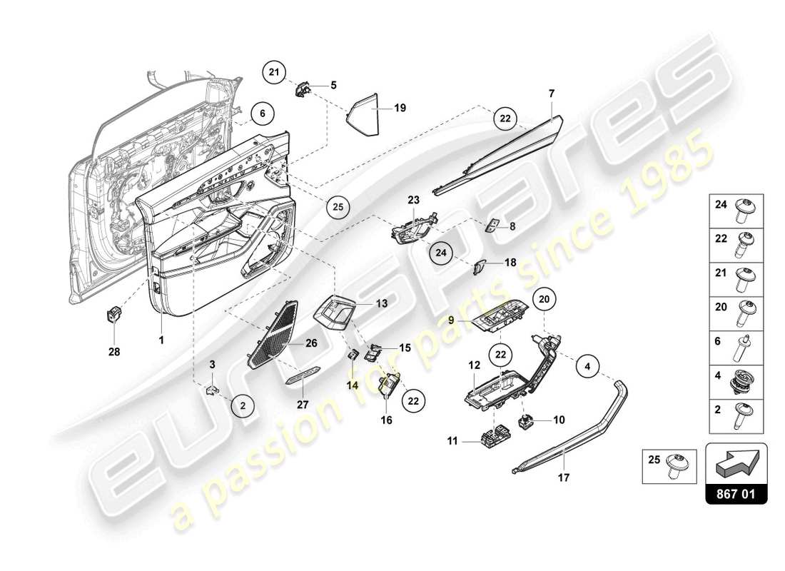 a part diagram from the Lamborghini Urus S (2024) parts catalogue