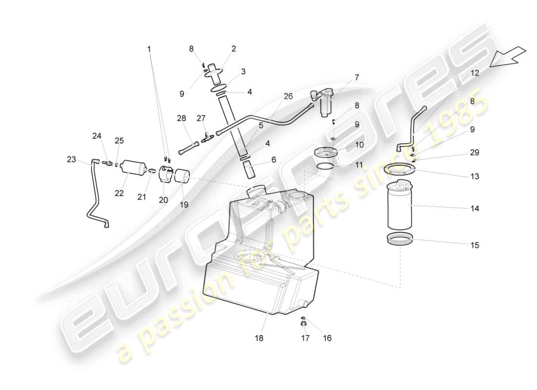 lamborghini superleggera (2008) fuel tank with attachments right part diagram