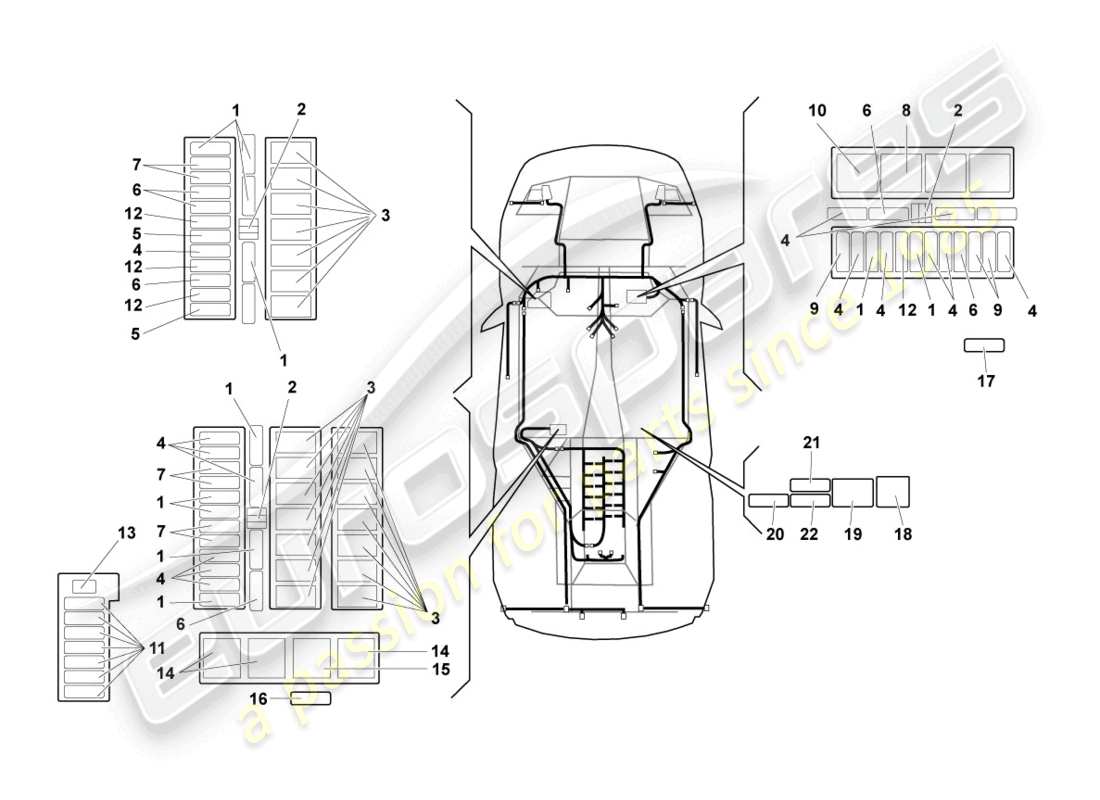 a part diagram from the lamborghini lp640 roadster (2010) parts catalogue