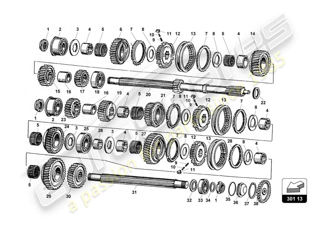 a part diagram from the lamborghini countach 25th anniversary (1989) parts catalogue