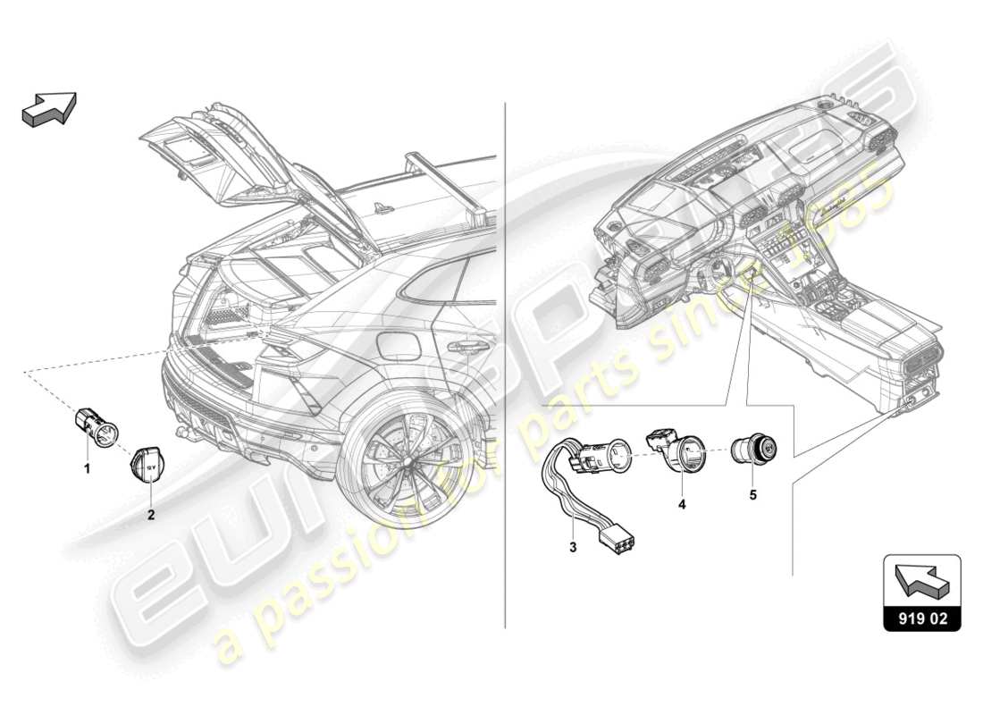 a part diagram from the Lamborghini Urus Performante (2023) parts catalogue