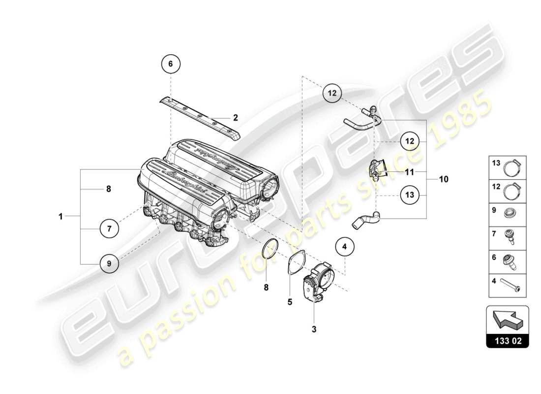 a part diagram from the lamborghini huracan parts catalogue