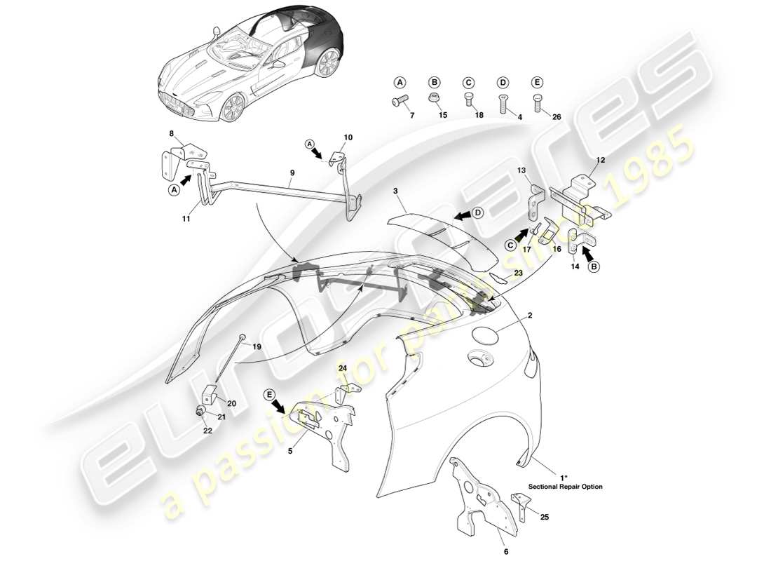 part diagram containing part number dbya02014-f