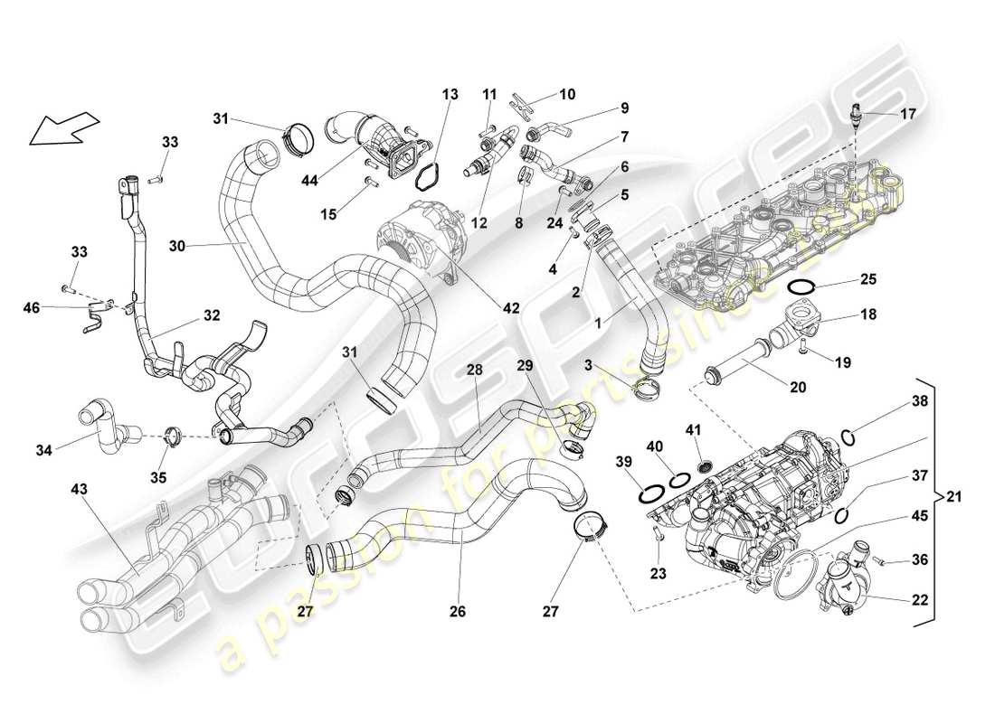 a part diagram from the lamborghini lp560-4 coupe (2010) parts catalogue