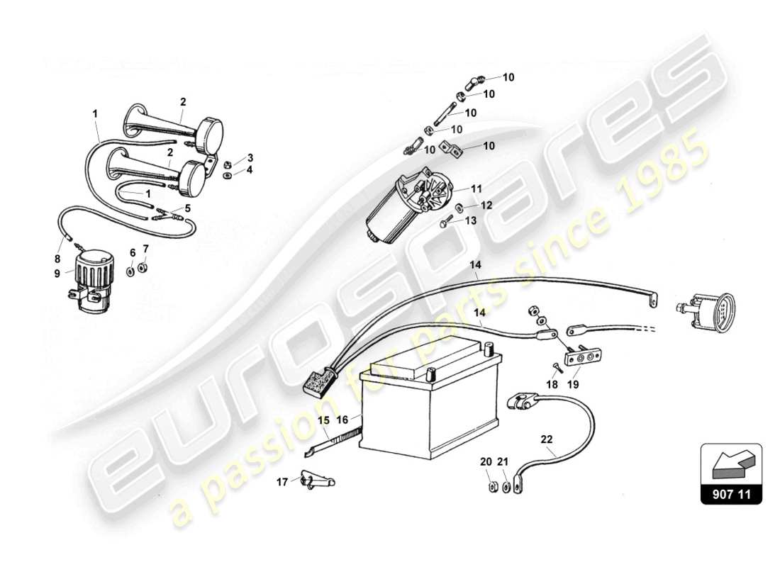 a part diagram from the lamborghini countach 25th anniversary (1989) parts catalogue