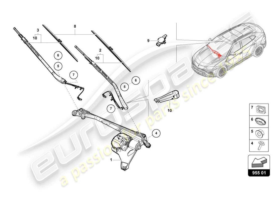 a part diagram from the Lamborghini Urus (2020) parts catalogue