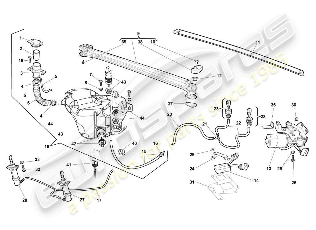 a part diagram from the lamborghini lp640 roadster (2008) parts catalogue