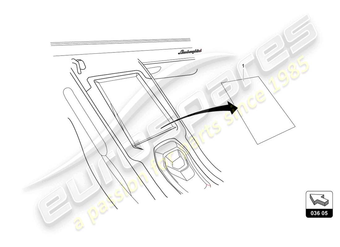 a part diagram from the lamborghini huracan accessories parts catalogue