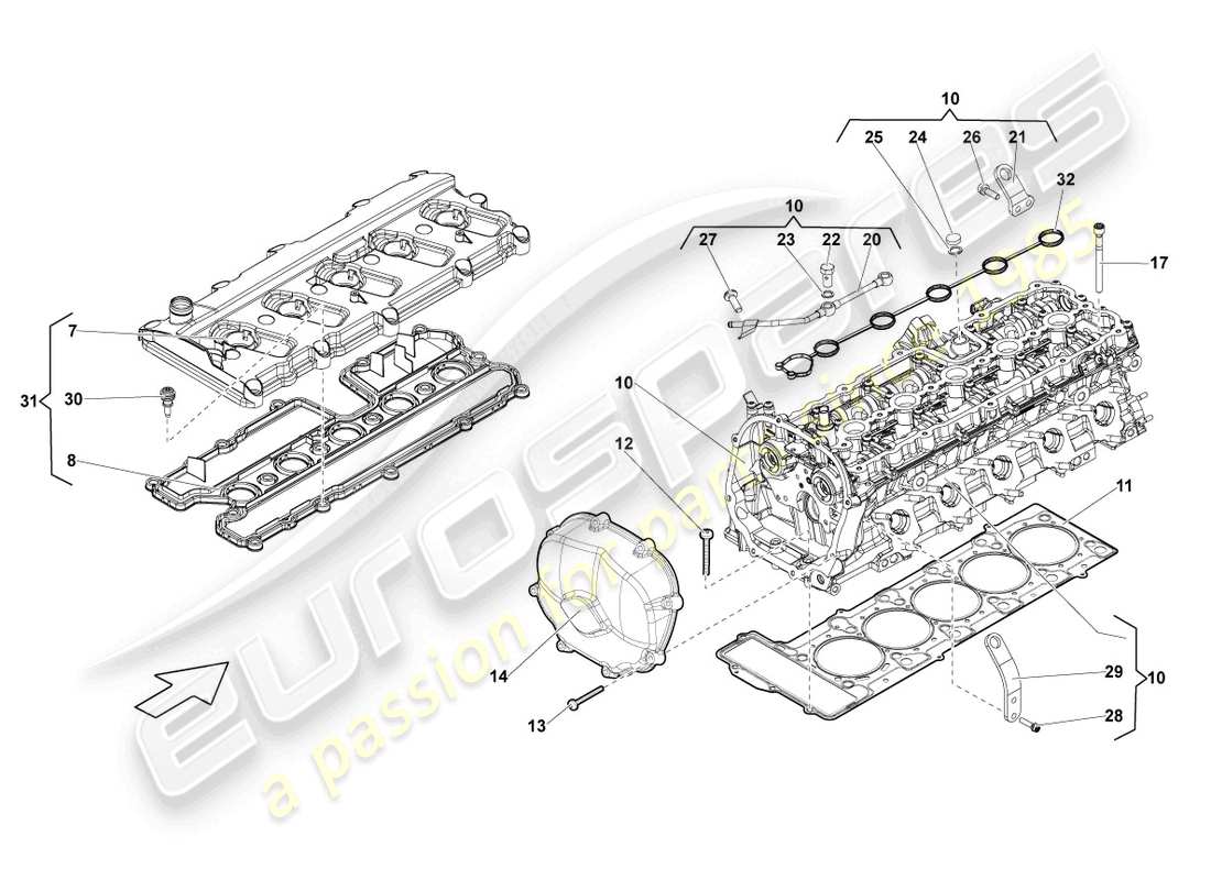 a part diagram from the lamborghini lp560-4 coupe (2012) parts catalogue