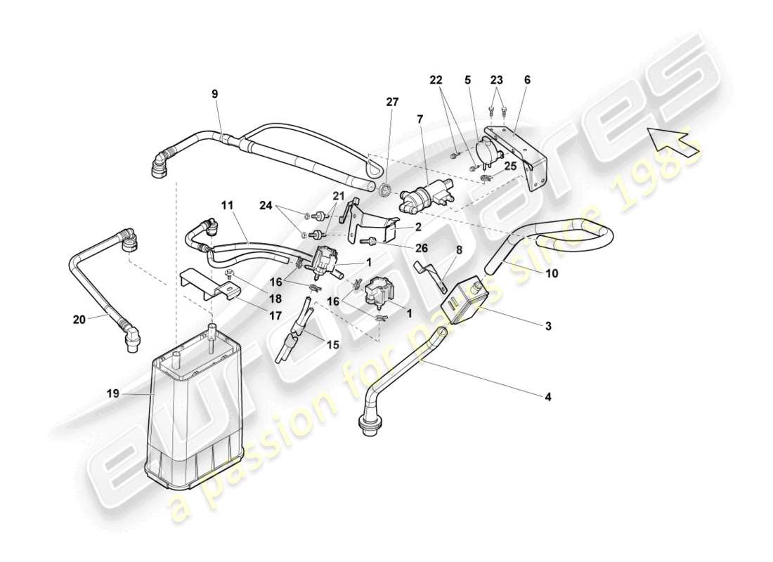a part diagram from the lamborghini gallardo spyder (2006) parts catalogue
