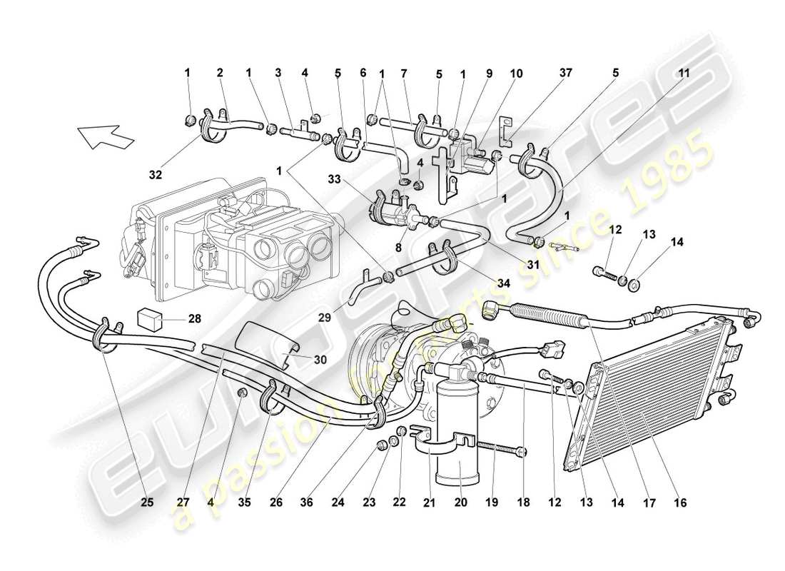 a part diagram from the lamborghini murcielago parts catalogue