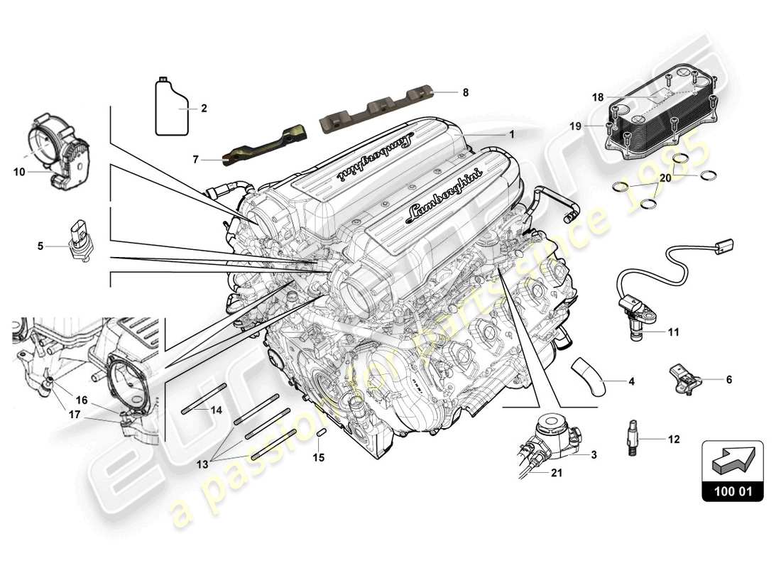 a part diagram from the lamborghini super trofeo evo 2 (2022) parts catalogue