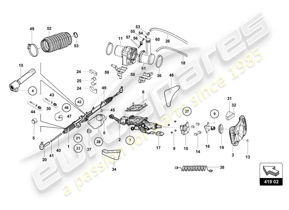 a part diagram from the lamborghini huracan squadra corse parts catalogue