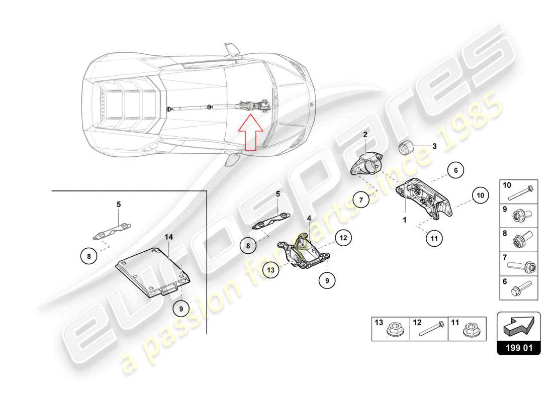 a part diagram from the lamborghini evo coupe 2wd (2022) parts catalogue