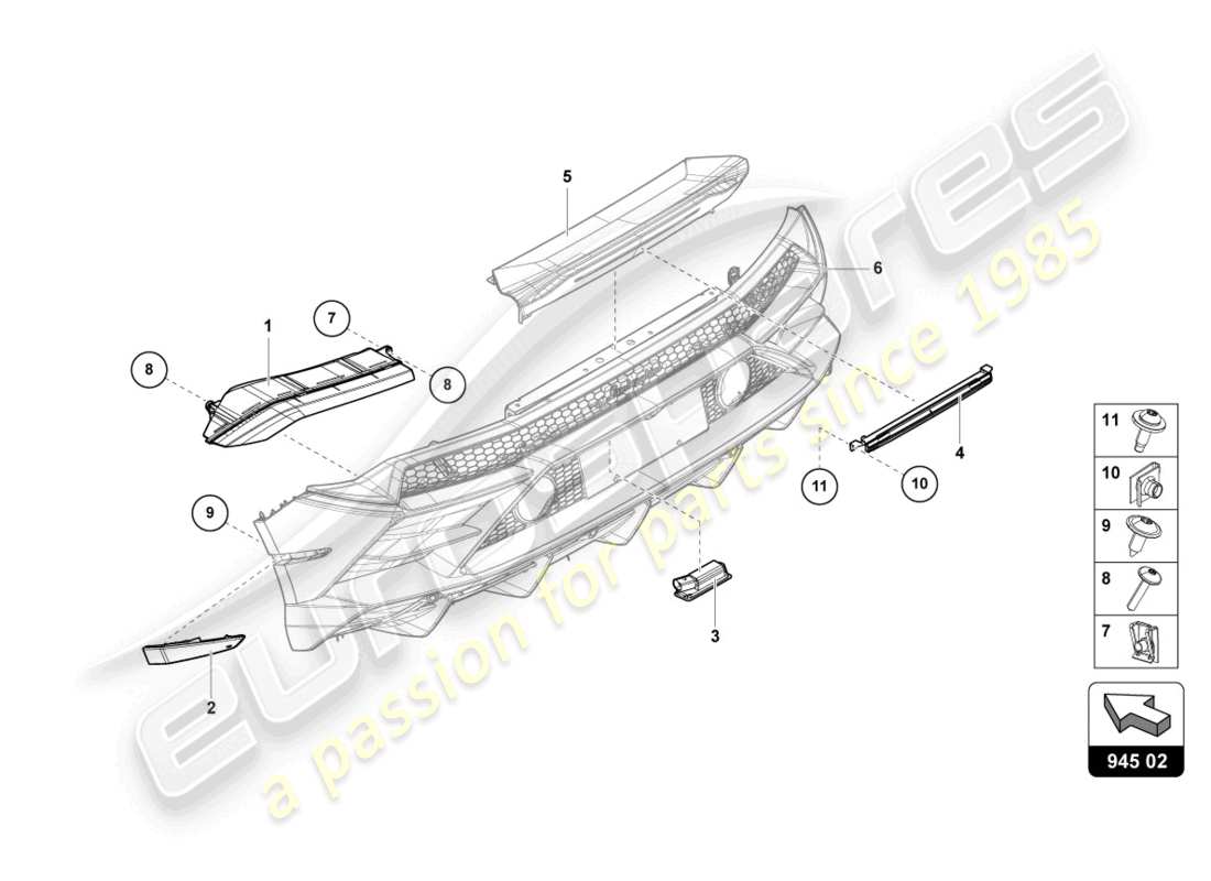 a part diagram from the lamborghini huracan tecnica parts catalogue