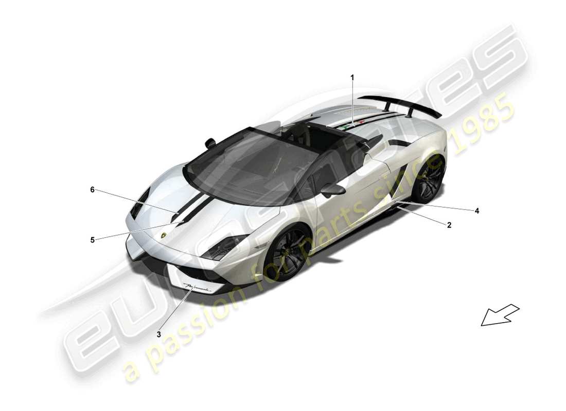 a part diagram from the lamborghini lp570-4 spyder performante (2011) parts catalogue