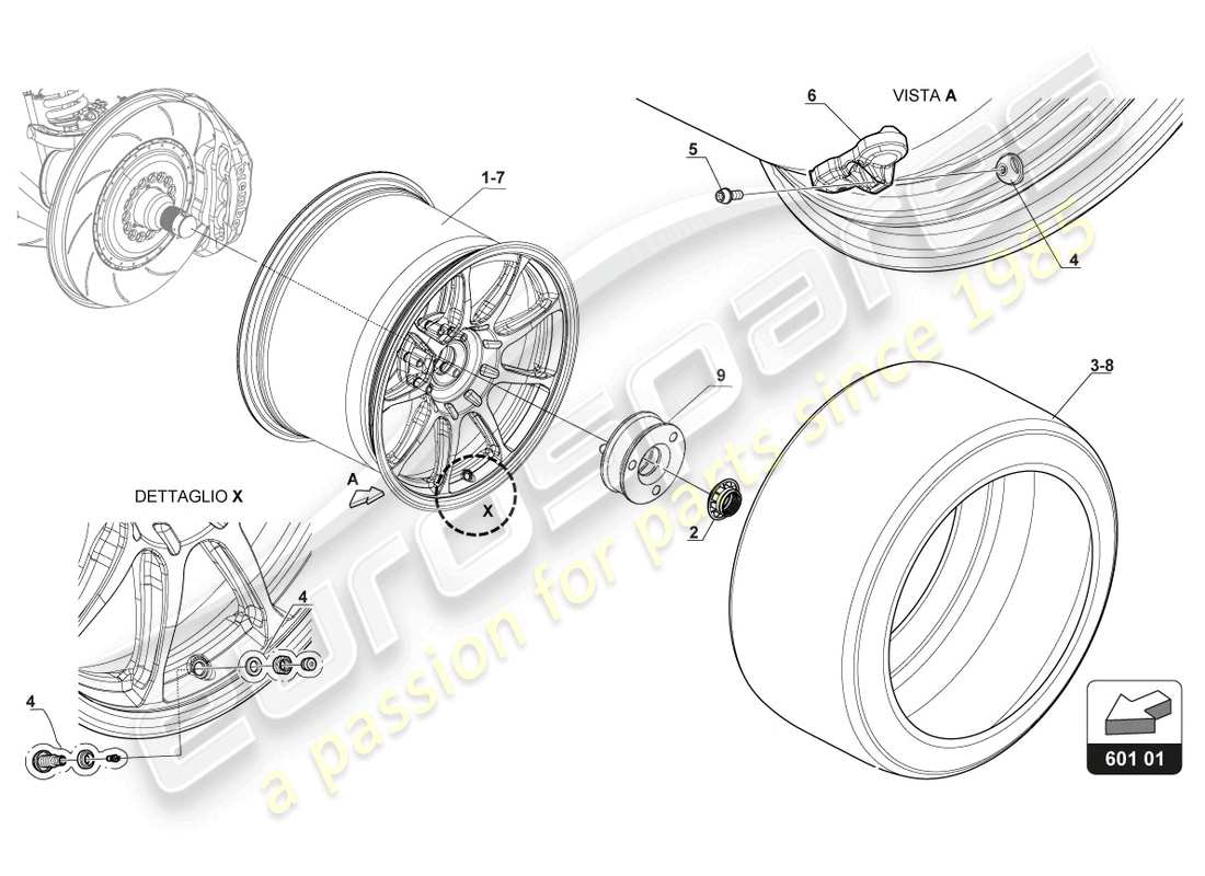 a part diagram from the lamborghini huracan squadra corse parts catalogue