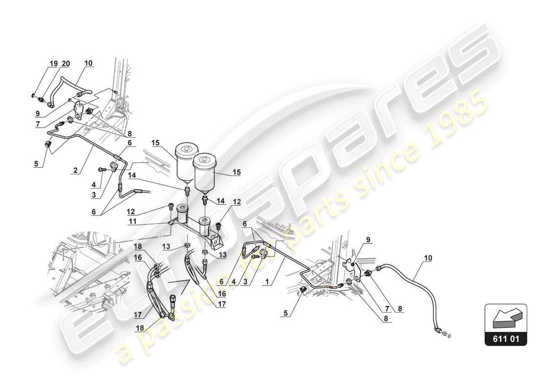 a part diagram from the lamborghini huracan squadra corse parts catalogue