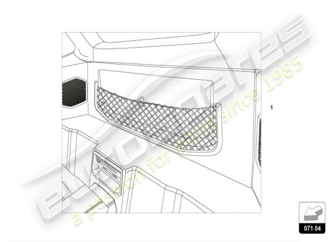 a part diagram from the lamborghini huracan accessories parts catalogue