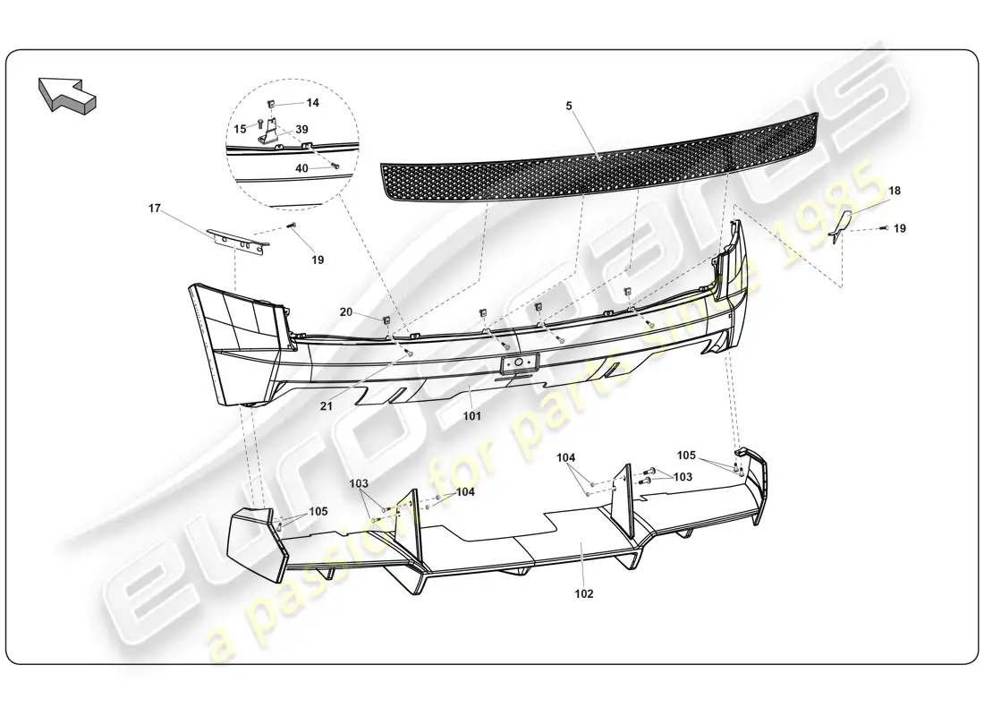 a part diagram from the lamborghini super trofeo (2009-2014) parts catalogue