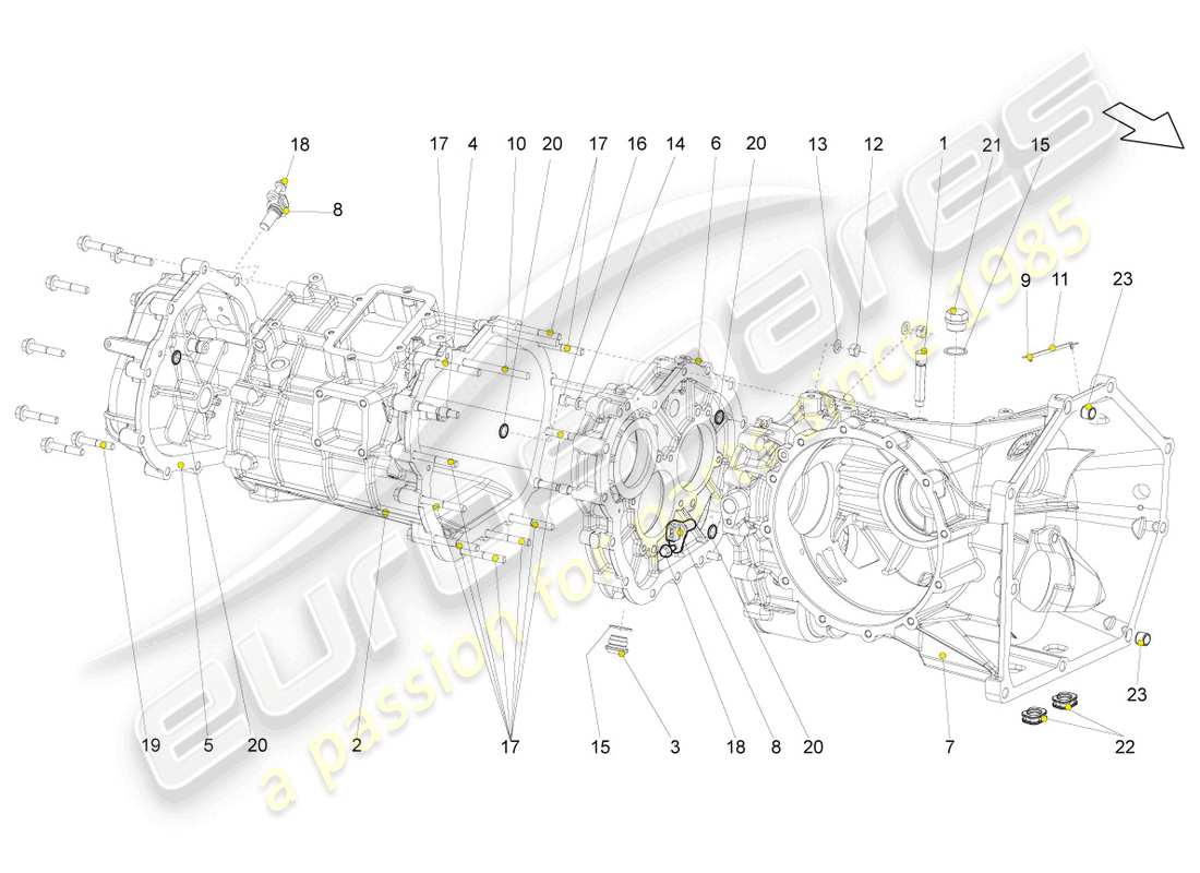 a part diagram from the lamborghini superleggera (2008) parts catalogue