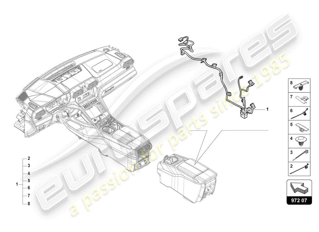 lamborghini urus (2020) wiring harness for rear console parts diagram