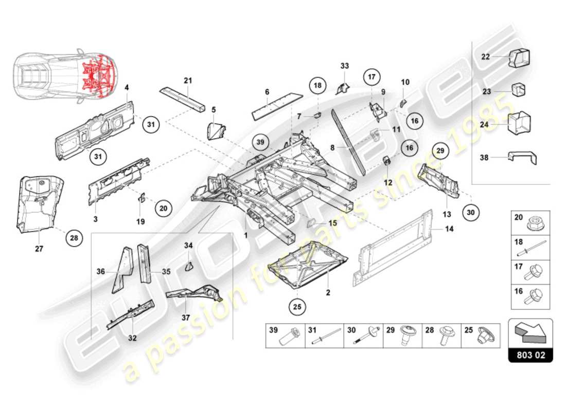 lamborghini sterrato (2024) front frame part diagram