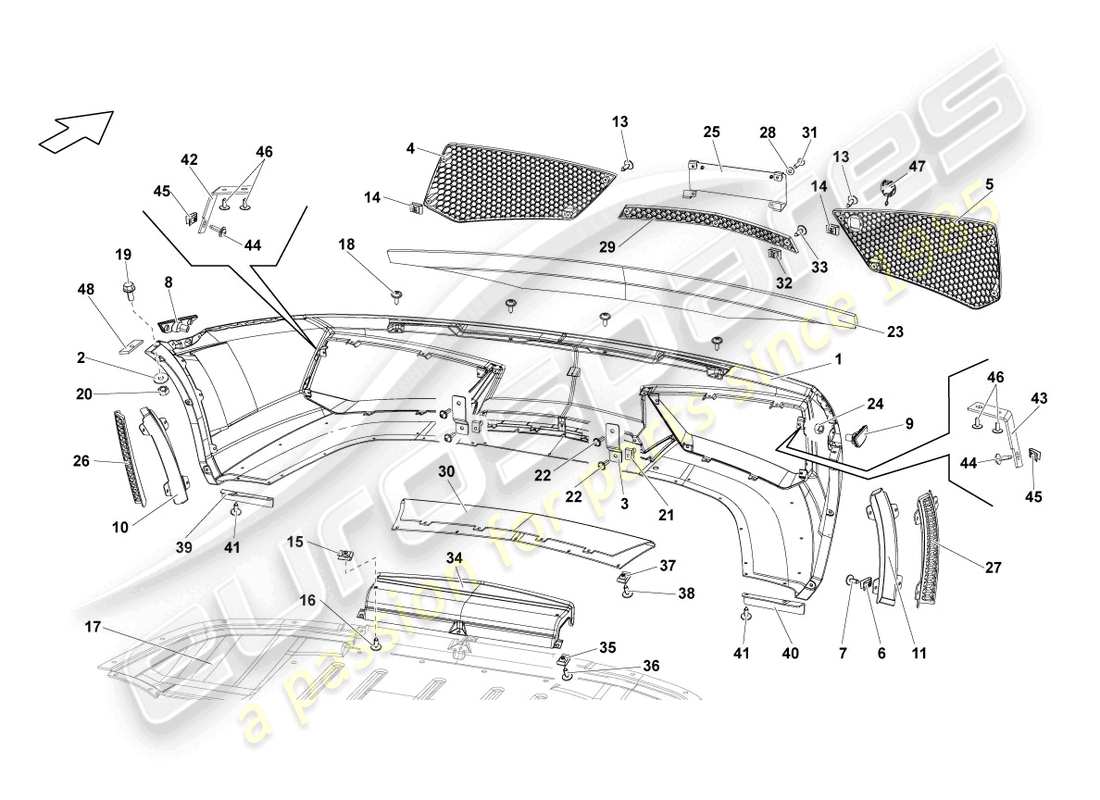 lamborghini lp560-4 spider (2012) bumper front part diagram