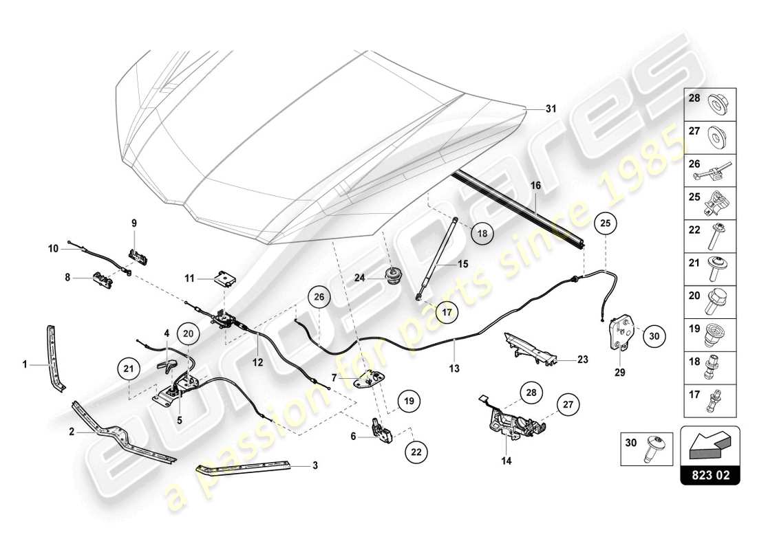 lamborghini urus (2020) gasket for engine cover parts diagram