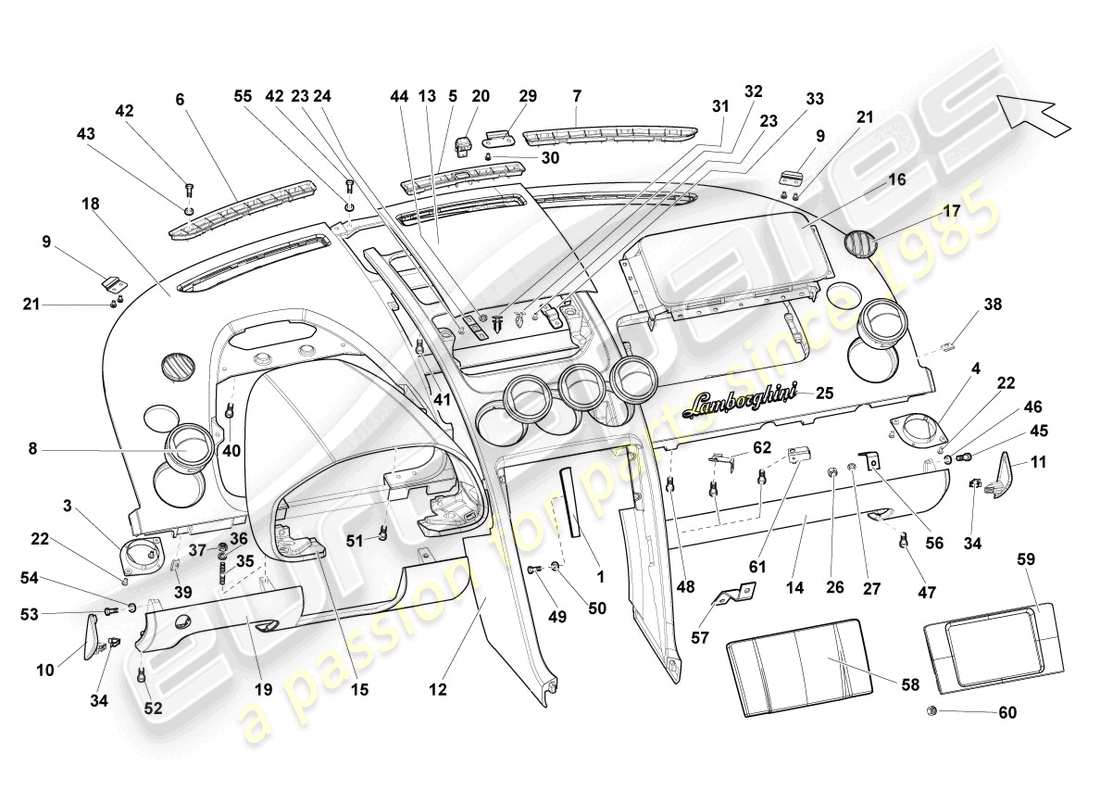 lamborghini lp570-4 sl (2012) dashboard parts diagram