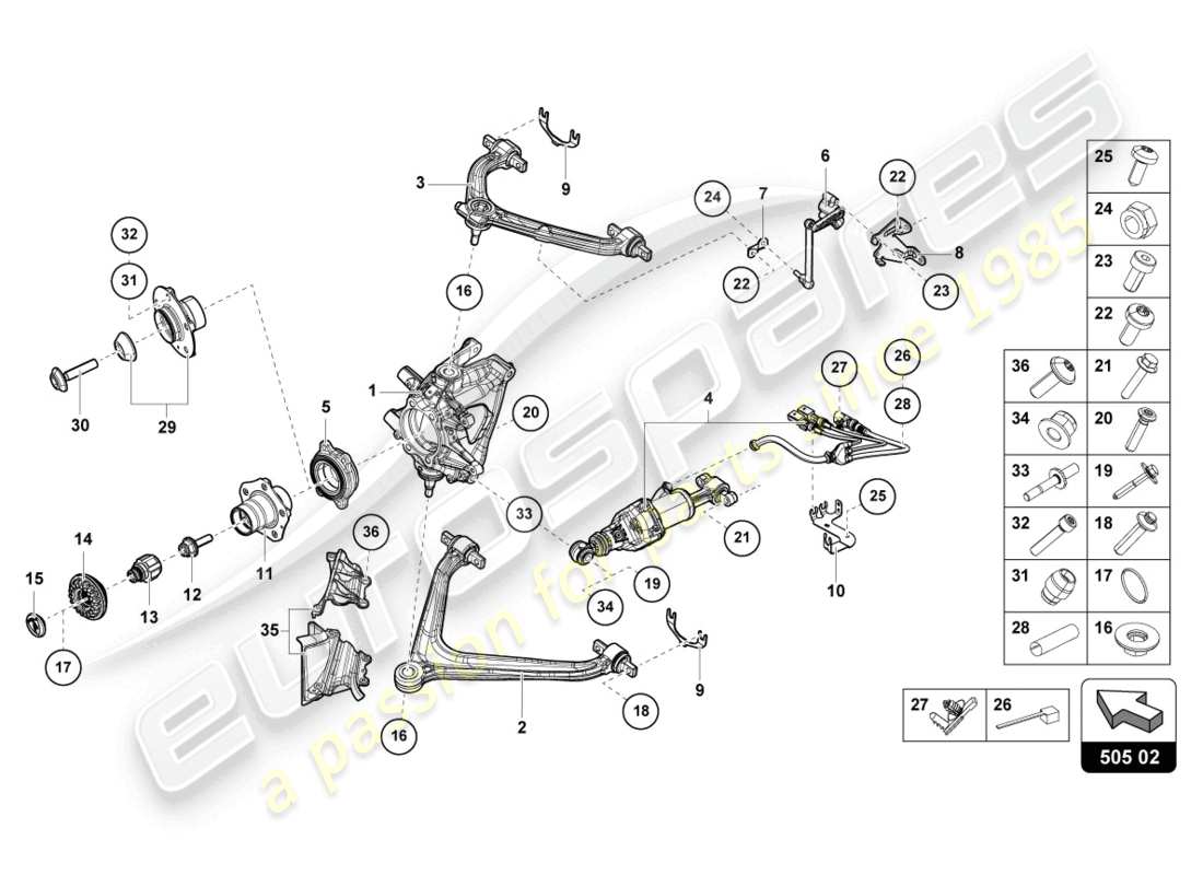 lamborghini evo spyder (2022) guide rear part diagram