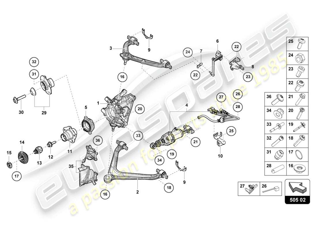 lamborghini evo spyder (2023) guide rear parts diagram