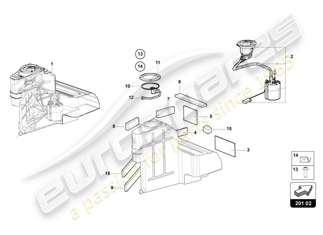 lamborghini 2022 (lp770-4 svj roadster) fuel tank left parts diagram