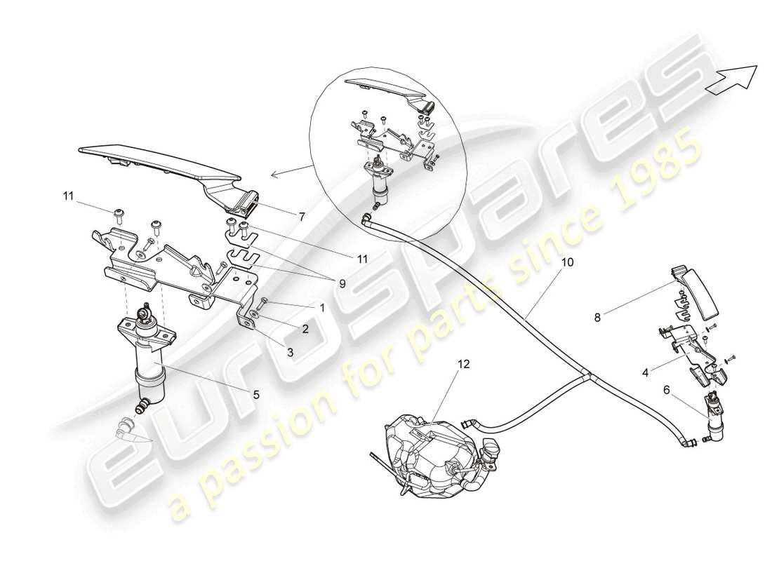 lamborghini superleggera (2008) headlight washer system part diagram