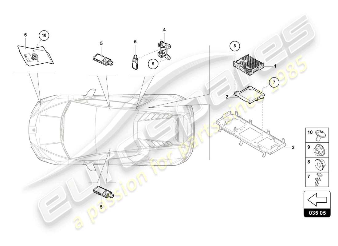 lamborghini evo coupe (2023) aerial part diagram