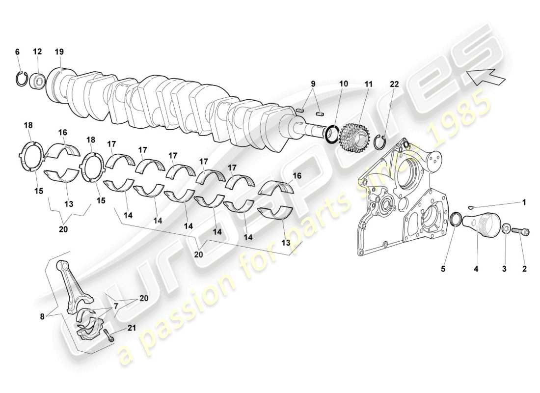 lamborghini lp640 coupe (2010) crankshaft part diagram