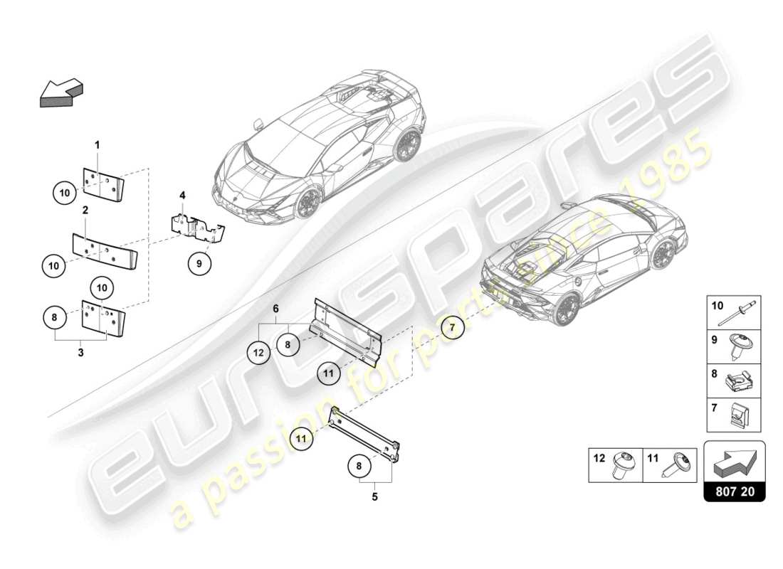 lamborghini 2023 (tecnica) licence plate holder part diagram